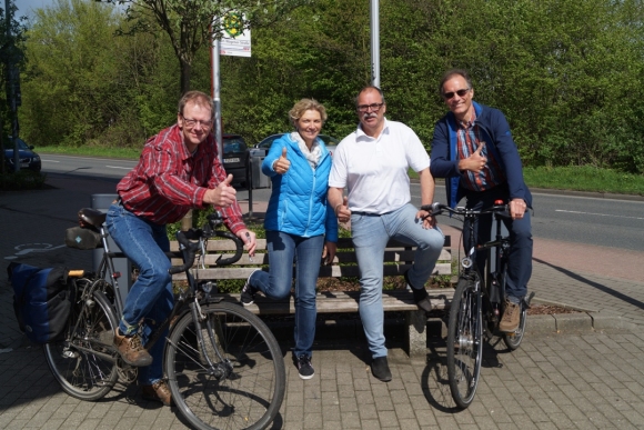 Jörg Kastrup, Kerstin Kiesel, Hartmut Teichmann und Roland Reum machen mit beim STADTRADELN